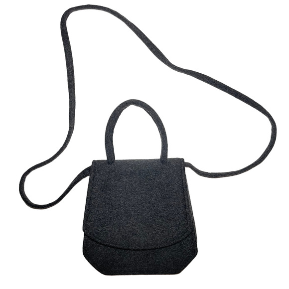 Vintage Retro Purse Shoulder Strap Wool Gray Pure Cashmere Art Deco Minimalist - Picture 1 of 4